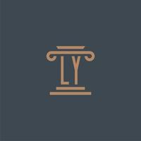 ly eerste monogram voor advocatenkantoor logo met pijler ontwerp vector