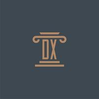 dx eerste monogram voor advocatenkantoor logo met pijler ontwerp vector