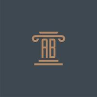 ab eerste monogram voor advocatenkantoor logo met pijler ontwerp vector
