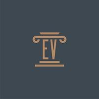 ev eerste monogram voor advocatenkantoor logo met pijler ontwerp vector