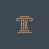 bk eerste monogram voor advocatenkantoor logo met pijler ontwerp vector