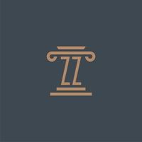 zz eerste monogram voor advocatenkantoor logo met pijler ontwerp vector