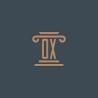 os eerste monogram voor advocatenkantoor logo met pijler ontwerp vector