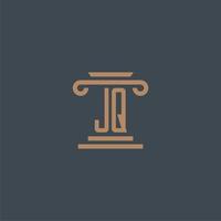 jq eerste monogram voor advocatenkantoor logo met pijler ontwerp vector