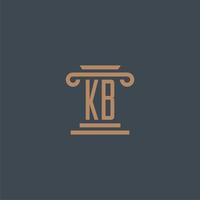 kb eerste monogram voor advocatenkantoor logo met pijler ontwerp vector