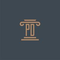 pd eerste monogram voor advocatenkantoor logo met pijler ontwerp vector