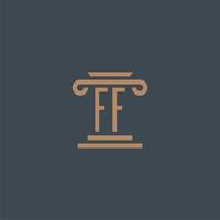 ff eerste monogram voor advocatenkantoor logo met pijler ontwerp vector