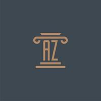 az eerste monogram voor advocatenkantoor logo met pijler ontwerp vector