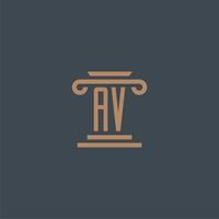 av eerste monogram voor advocatenkantoor logo met pijler ontwerp vector