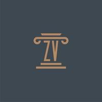 zv eerste monogram voor advocatenkantoor logo met pijler ontwerp vector