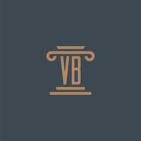 vb eerste monogram voor advocatenkantoor logo met pijler ontwerp vector