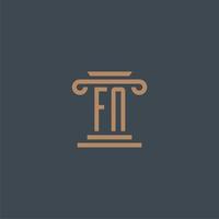 fn eerste monogram voor advocatenkantoor logo met pijler ontwerp vector