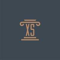 xs eerste monogram voor advocatenkantoor logo met pijler ontwerp vector