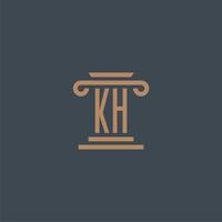 kh eerste monogram voor advocatenkantoor logo met pijler ontwerp vector