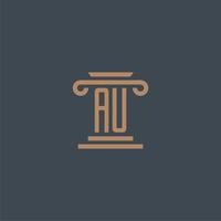 au eerste monogram voor advocatenkantoor logo met pijler ontwerp vector