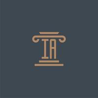 IA eerste monogram voor advocatenkantoor logo met pijler ontwerp vector