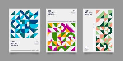 kleurrijke poster in bauhaus-stijl met geometrische vormen vector