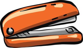 oranje nietmachine, illustratie, vector Aan een wit achtergrond.