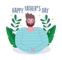 gelukkig vaders dag, vader karakter met baard decoratie kaart vector
