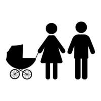 Mens en vrouw met wandelwagen vector