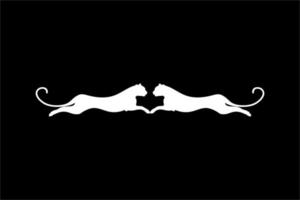 silhouet van de jumping paar- van de wild kat, tijger, luipaard, panter, Jachtluipaard, jaguar, poema en groot kat familie, voor logo, pictogram, website, of grafisch ontwerp element. vector illustratie