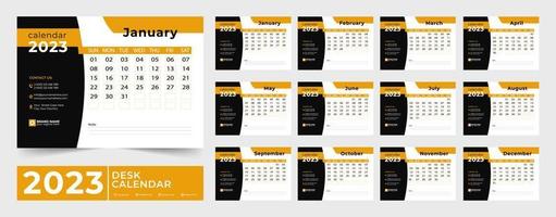kalender 2023 ontwerper zakelijke sjabloon ontwerp set. week begint Aan maandag. sjabloon voor jaar- kalender 2023. maandelijks kalender sjabloon voor 2023 jaar. vector