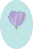 hand- getrokken Purper bloem geïsoleerd Aan blauw ovaal. botanisch icoon. vector illustratie