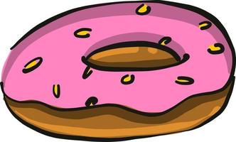 roze donut ,illustratie,vector Aan wit achtergrond vector