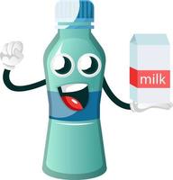 fles is Holding melk, illustratie, vector Aan wit achtergrond.