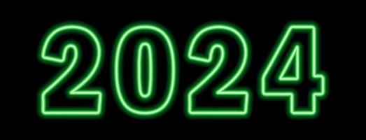 groen neon gekleurde 2024 jaar geïsoleerd Aan zwart vector