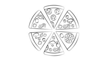 icoon pizza in vlak stijl geïsoleerd Aan wit achtergrond. voedsel silhouet. vector illustratie