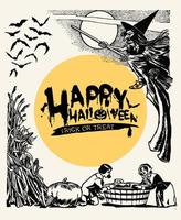 gelukkig halloween truc of traktatie. vector illustratie voor poster, groet kaart, afdrukken, partij uitnodiging