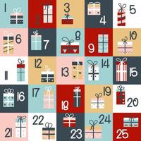komst kalender van Kerstmis of Kerstmis winter vakantie. vector countdown naar Kerstmis met getallen