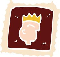 tekenfilm postzegel met koning vector