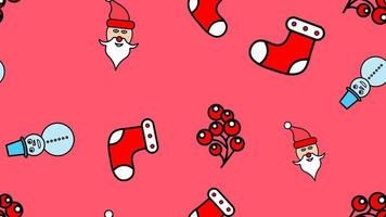Kerstmis naadloos patroon met sok, de kerstman, Kerstmis bloem, schuif, sneeuwvlok, rendier vector