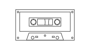 oud retro wijnoogst muziek- audio cassette voor audio plakband opnemer met magnetisch plakband van jaren 70, jaren 80, jaren 90. zwart en wit icoon. vector illustratie