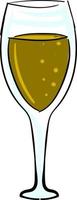 glas van Champagne, illustratie, vector Aan wit achtergrond.