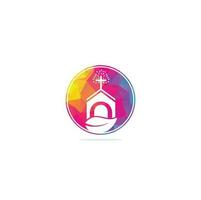 kerk gebouw logo ontwerp. sjabloon logo voor kerken en christelijk. kruis kerk gebouw logo. vector