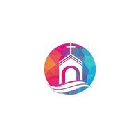 kerk gebouw logo ontwerp. sjabloon logo voor kerken en christelijk. kruis kerk gebouw logo. vector