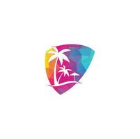 strand logo ontwerp sjabloon. zomer logo ontwerpen. tropisch strand en palm boom logo ontwerp. vector
