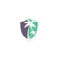 tropisch strand en palm boom logo ontwerp. creatief gemakkelijk palm boom vector logo ontwerp. strand logo