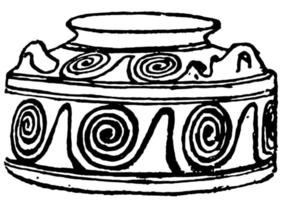 myceense decoratie hebben spiraal ornament, wijnoogst gravure. vector