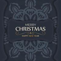 folder vrolijk Kerstmis donker blauw met winter blauw ornament vector