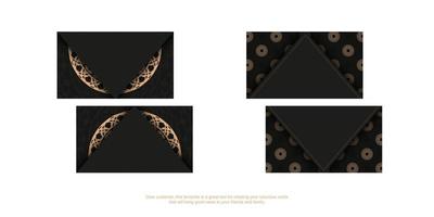 zwart bedrijf kaart met bruin wijnoogst ornament vector