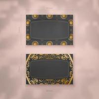 bedrijf kaart sjabloon in zwart met Indisch goud ornamenten voor uw contacten. vector