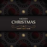 groet kaart gelukkig nieuw jaar en vrolijk Kerstmis in zwart kleur met winter patroon. vector