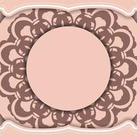groet kaart in roze met wijnoogst ornamenten voor uw merk. vector