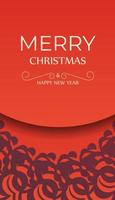 vrolijk Kerstmis en gelukkig nieuw jaar rood kleur folder sjabloon met luxe bordeaux ornament vector