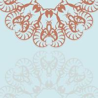 aquamarijn kaart met luxueus koraal ornamenten voor uw ontwerp. vector
