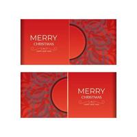 rood kleur vrolijk Kerstmis folder met luxe bordeaux patroon vector